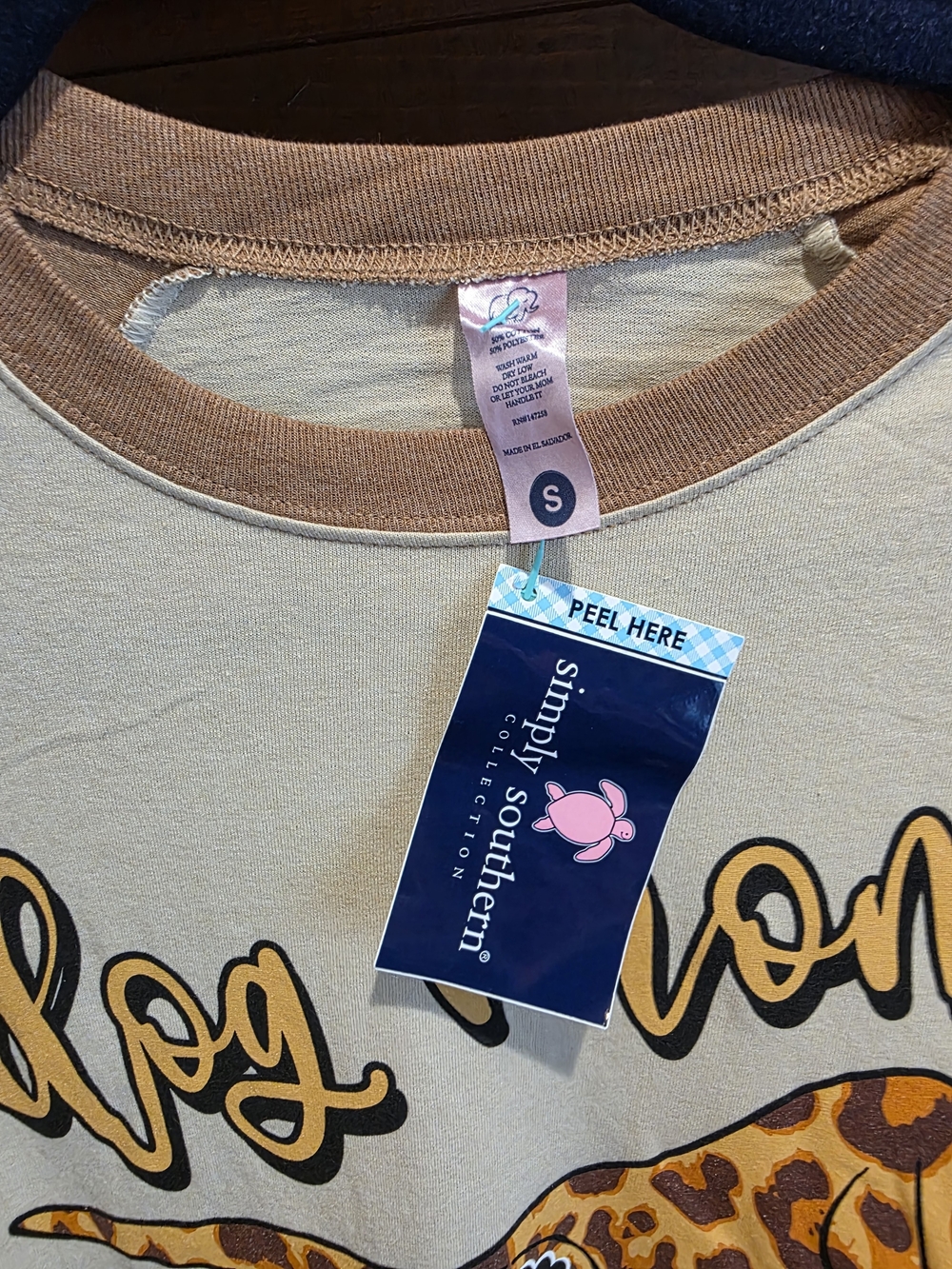 Simply Southern Beige and Tan Dog Mom Raglan Long Sleeve Tee - Picture 3 of 5
